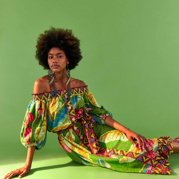 Farm Rio Banana Leaves Off Shoulder Midi
Dress Small - Picture 2 of 6